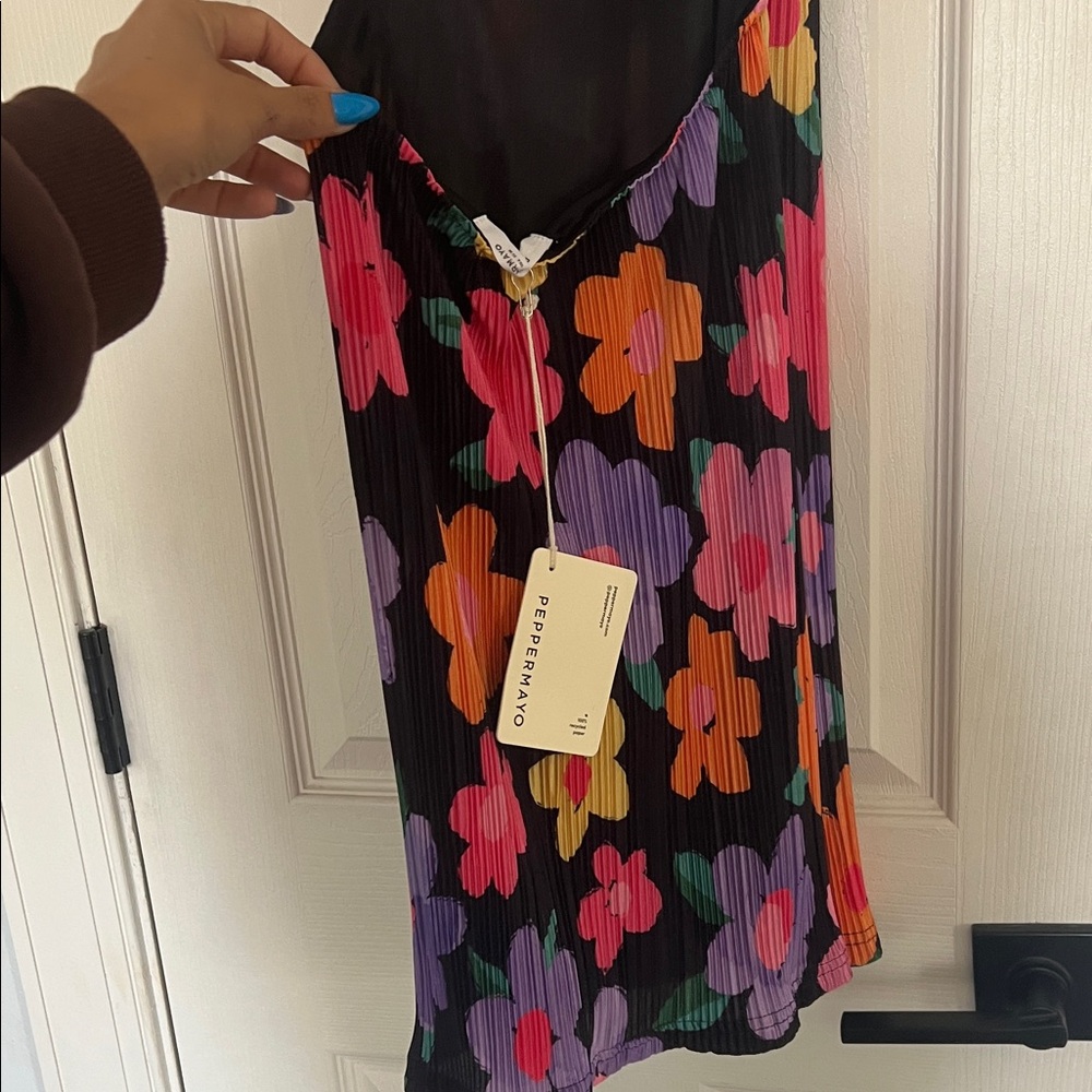 Peppermayo Black Halter Mini Dress with Multicolor Floral Print - Picture 7 of 7